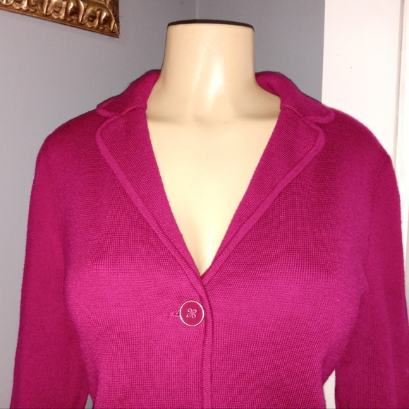 TALBOTS CRANBERRY BUTTON UP WOOL SWEATER SZ LP - Picture 2 of 7